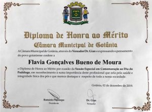 Diploma de Honra ao Mérito - Câmara Municipal de Goiânia