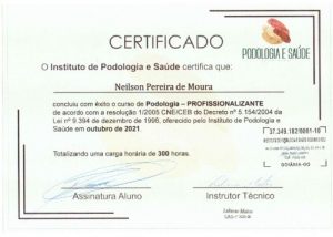Certificado INSTITUTO PODOLOGIA E SAÚDE